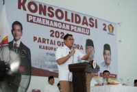 Ketua DPD Partai Gerindra Jawa Tengah Sudaryono dalam acara konsolidasi dengan ribuan kader Partai Gerindra Kabupaten Demak beberapa waktu lalu. (Dok. DPD Partai Gerindra Jateng)